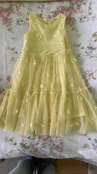 Детска рокля жълта официална