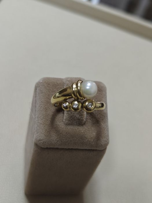Inel cu perla aur 18k 4.99gr cu diamante naturale (r)