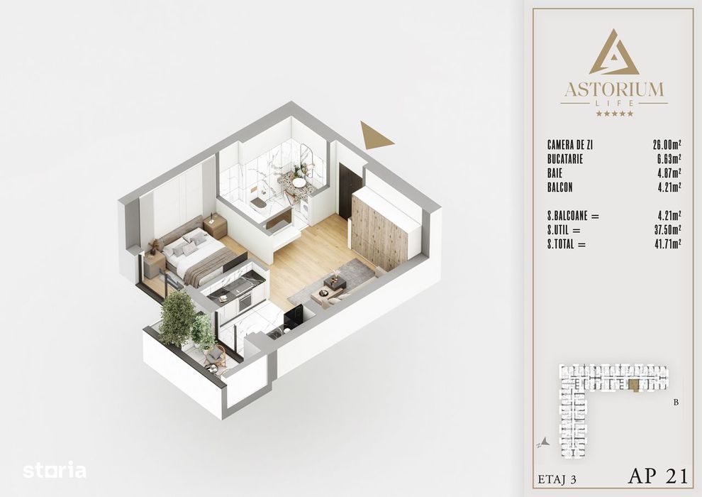 2 camere tip studio proiect premium izolatie fonica