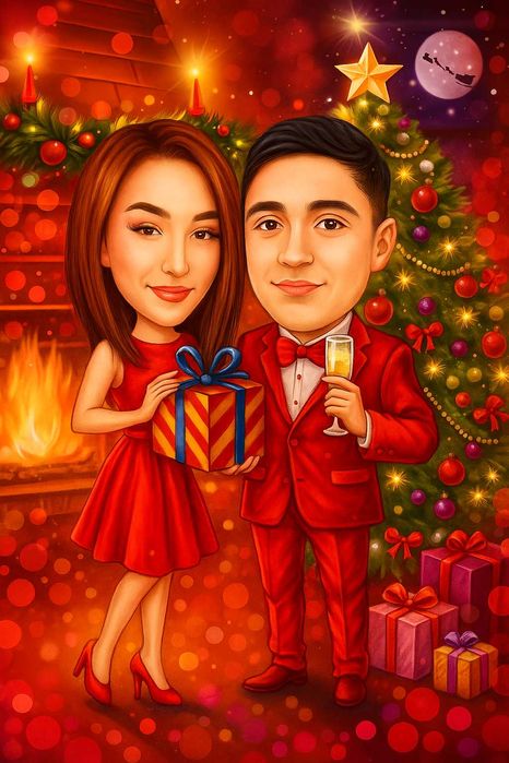 Коледна Карикатура в Рамка (ПЕРФЕКТНИЯ ПОДАРЪК)