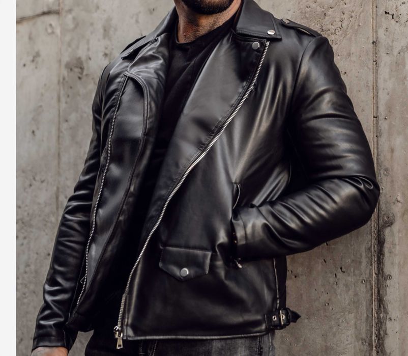 Черно кожено яке, мъжко