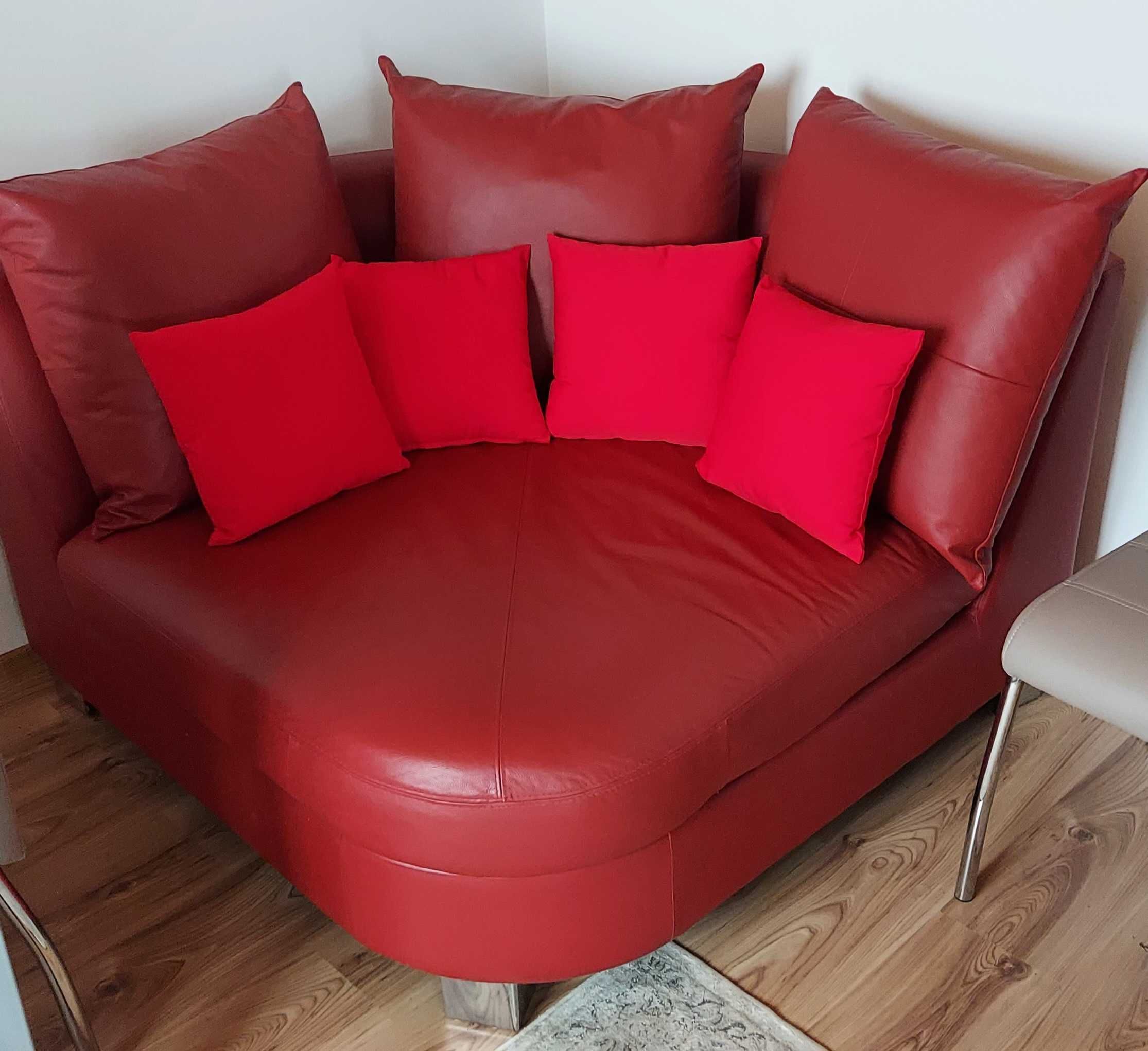 Canapea colt din piele culoarea rosu si altele