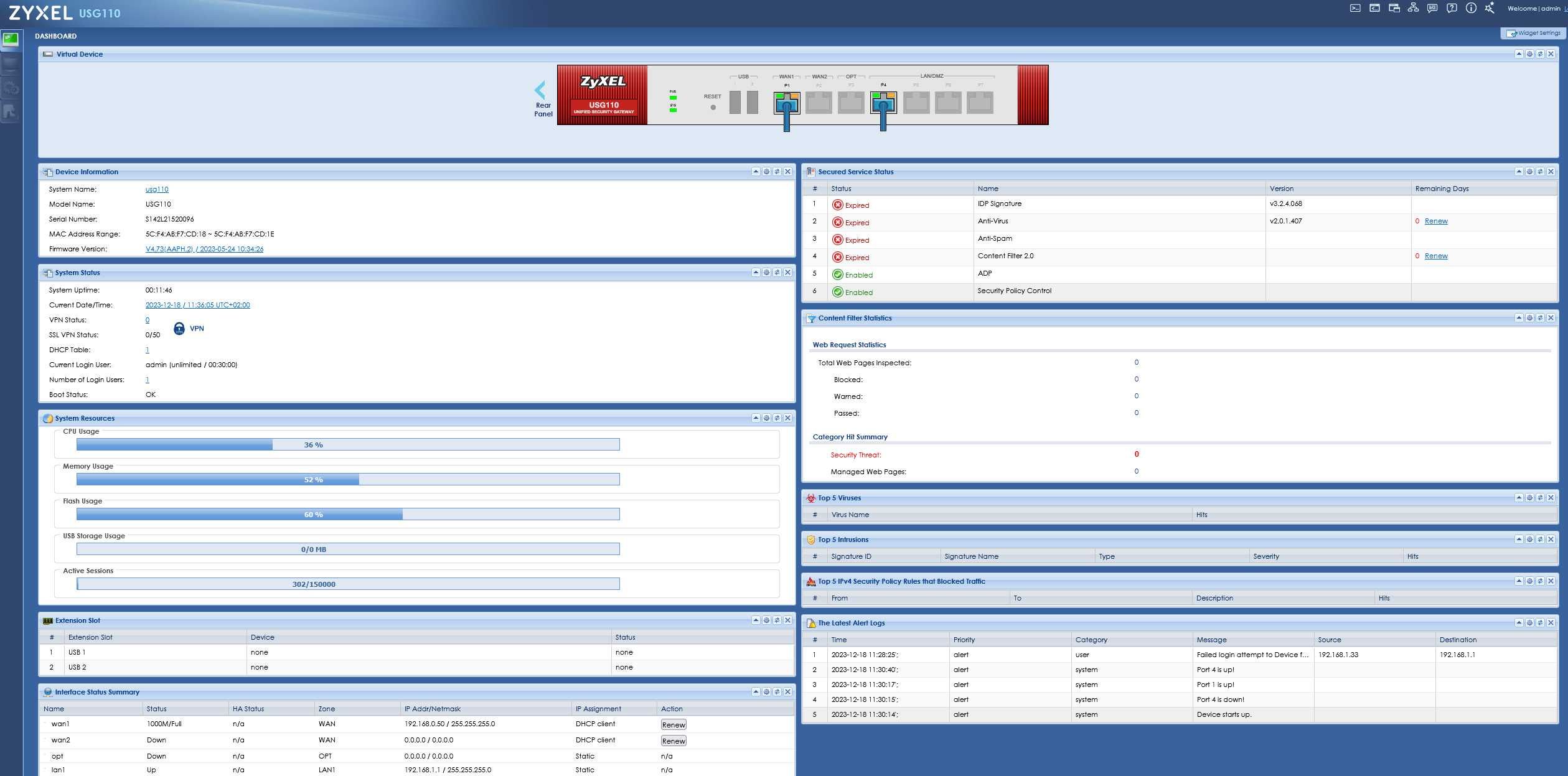 switch router firewall Zyxel USG110 Unified Security Gateway