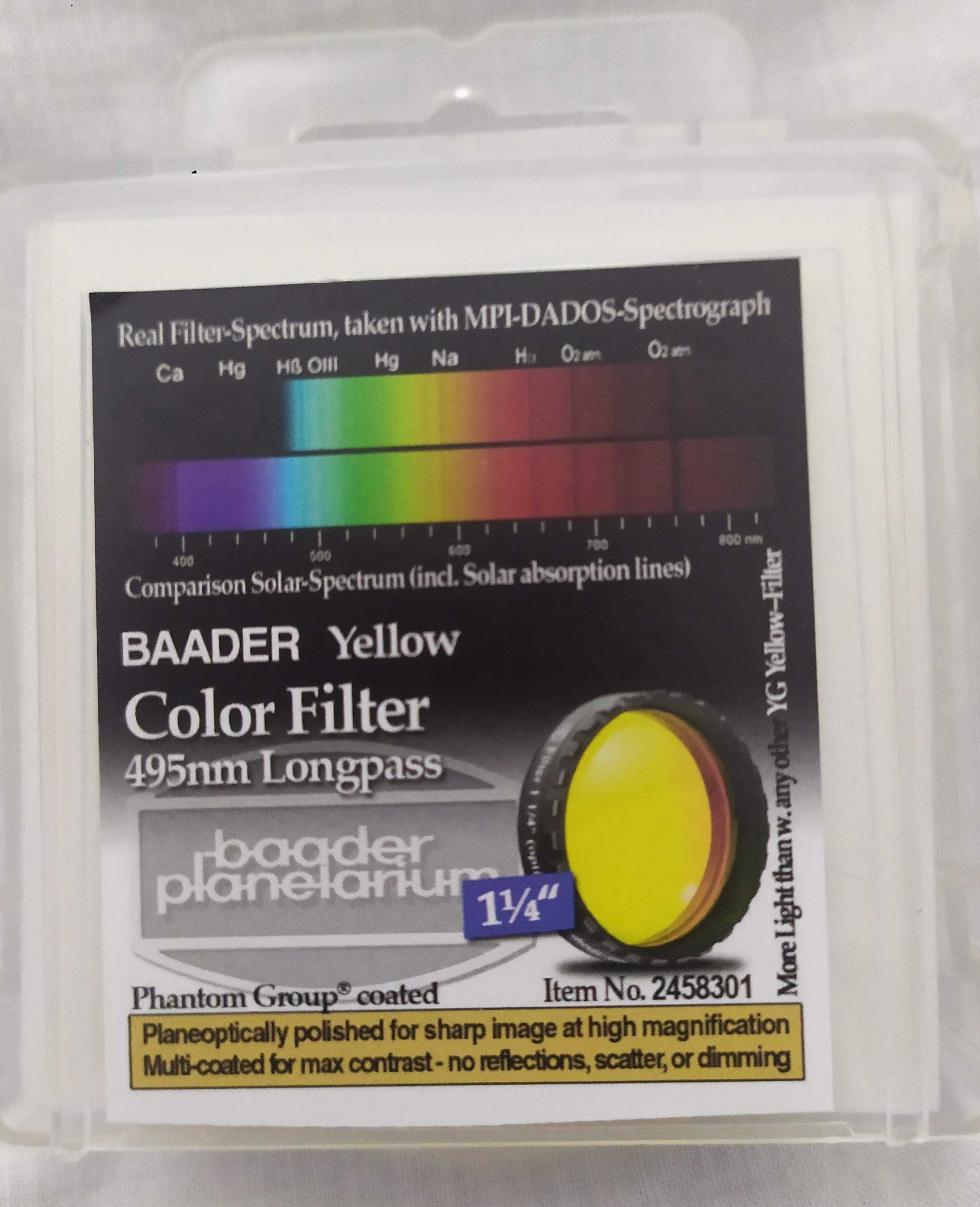 Продавам Baader Yellow long pass filter 495 nm