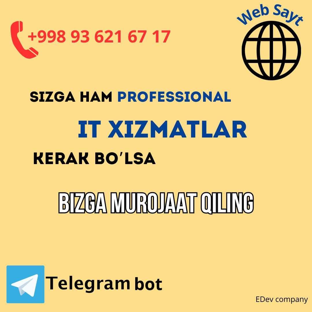 Edev.uz web sayt,telegram bot reklama xizmatlarimiz ham mavjud