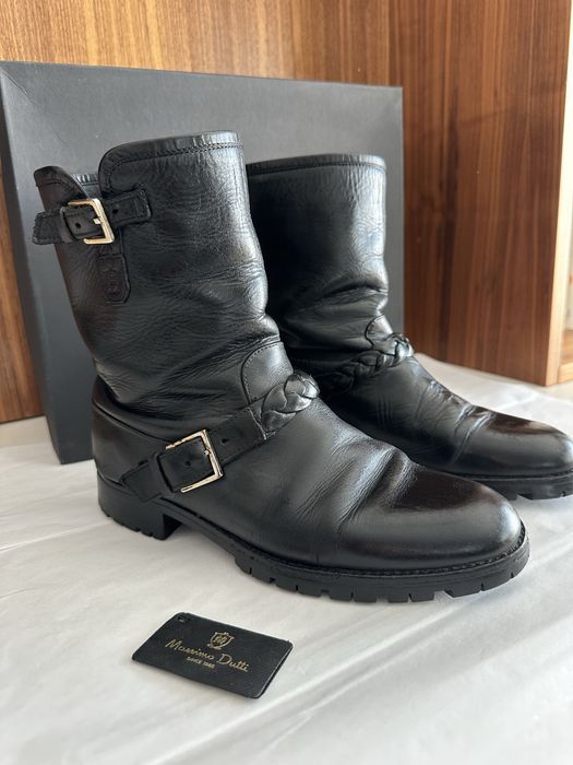 Cizme ghete Massimo Dutti din piele naturală, model biker, mărimea 37