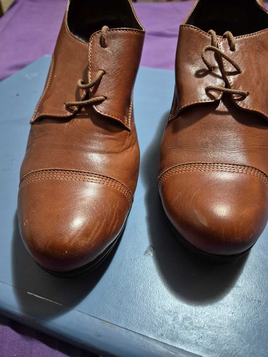 Pantofi dama, piele naturala, marime 41, maro, purtati o data