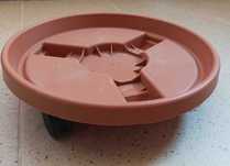 Suport/tava pe roti pt ghiveci, culoare maro, D 30cm