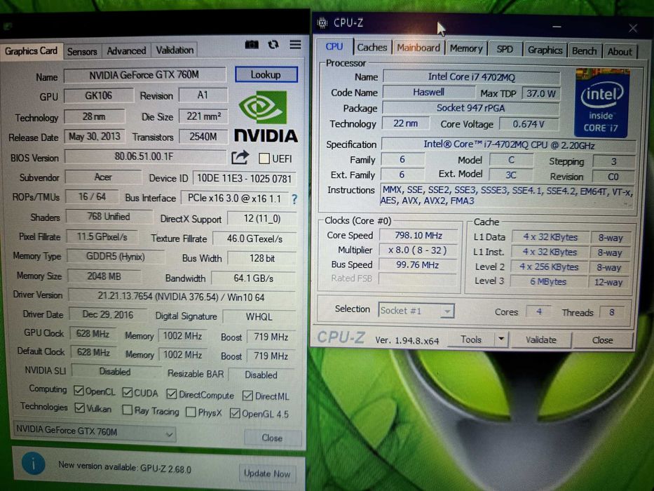 Laptop Acer gaming, Core i7 4702MQ, GTX 760m 2gb ddr5, 8gb, ssd 240