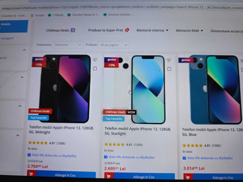 Iphone 13, 5G, nota 10 pe linie !! Alb,Pachet complet,orice retea