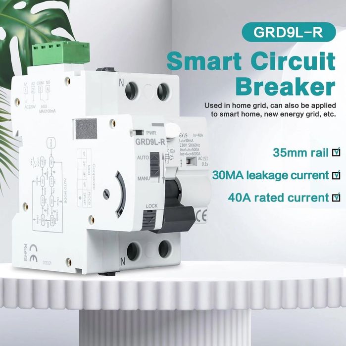 30mA RCD устройство за остатъчен ток интелигентен прекъсвач AC 230V