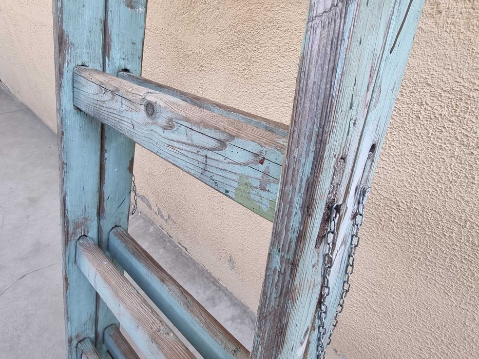 Scara lemn model A vintage, decoratiuni, candy bar, ghivece