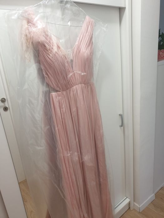 Rochie lunga-roz pudra