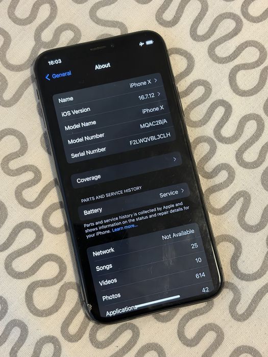 iPhone X, 64Gb, neverlocked, ecran crapat, functioneaza perfect