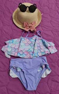 Set plajă 6 ani (nr 116) pălărie, ochelari soare, costum baie 2 piese