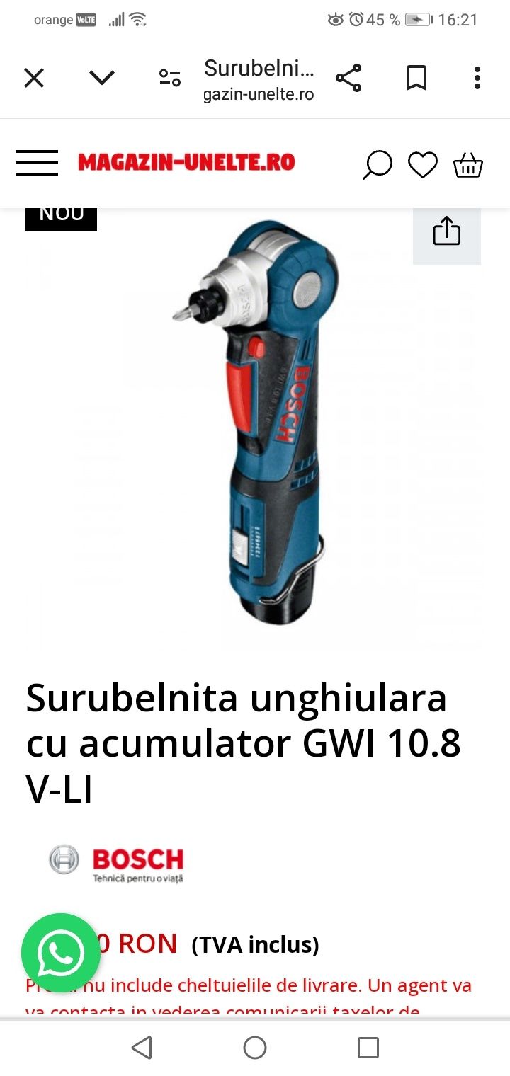 Autofiletanta unghiulara Bosch 10.8v-LI