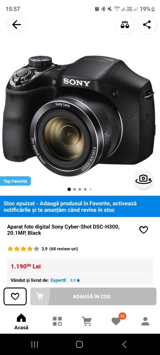 Aparat foto digital Sony Cyber-Shot DSC-H300, 20.1MP, Black