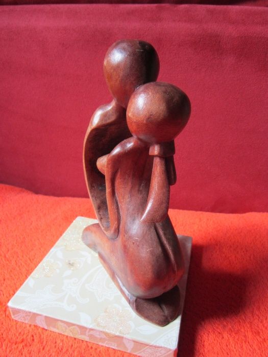 sculptura lemn,vintage, abstracta,de colectie-The Kiss-un cadou inedit