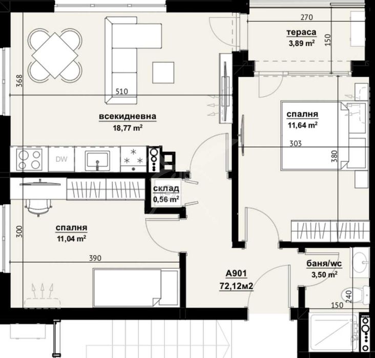 Продава се Тристаен апартамент в Бургас, Изгрев - 72 кв.м за 1181 €/кв.м - Снимка #1