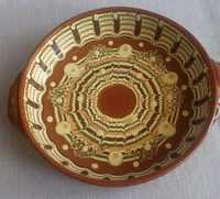 глинен съд - тавичка - битова керамика - троянска шарка