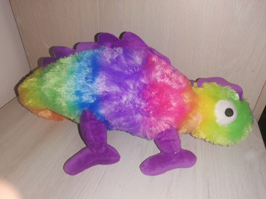 Pluș cameleon curcubeu pufos