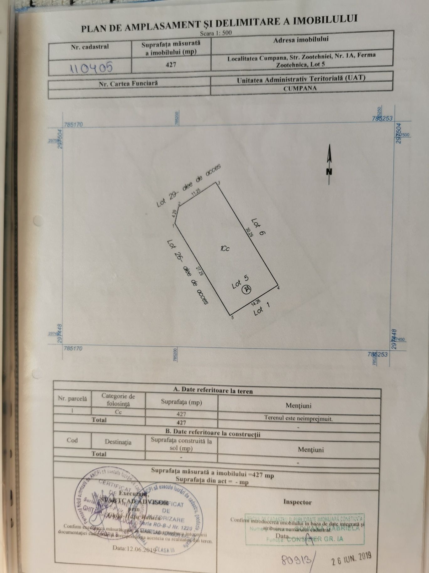 Teren intravilan Cumpăna, suprafață 427mp