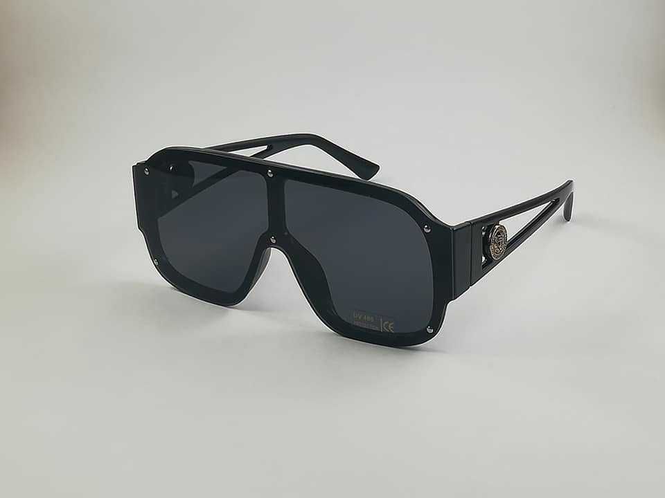 Слънчеви очила Versace Masc Black Черни Ув400 защита Маска Правоъгълни