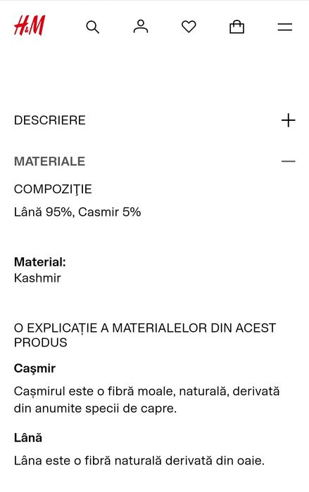 Poluvar oversize din lână și cașmir H&M Premium