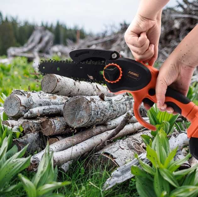 Mini drujba ferastrau cu lant/accesorii 6" 2 baterii 21V Negru