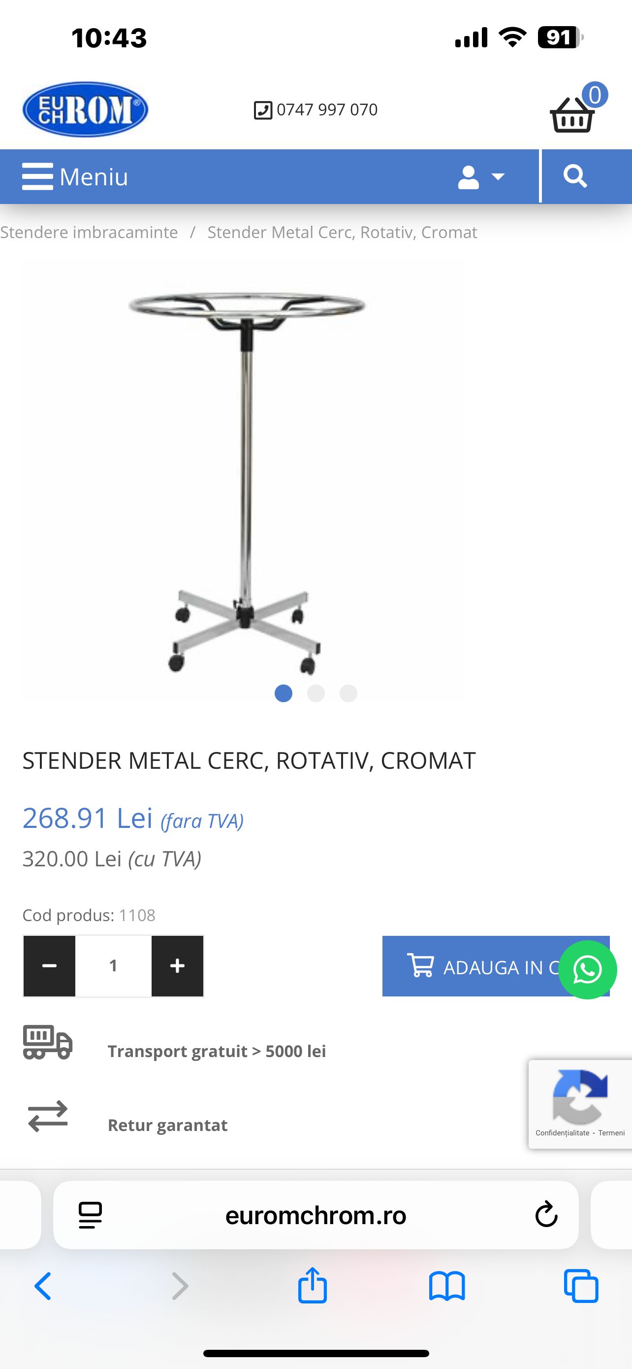 Stender metal cerc rotativ