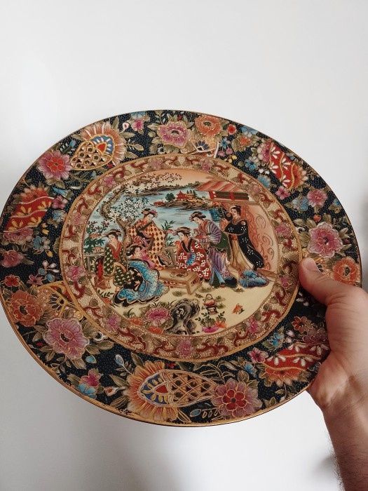 Superbă farfurie antica decorativa de dimensiuni mari in stil chinezes