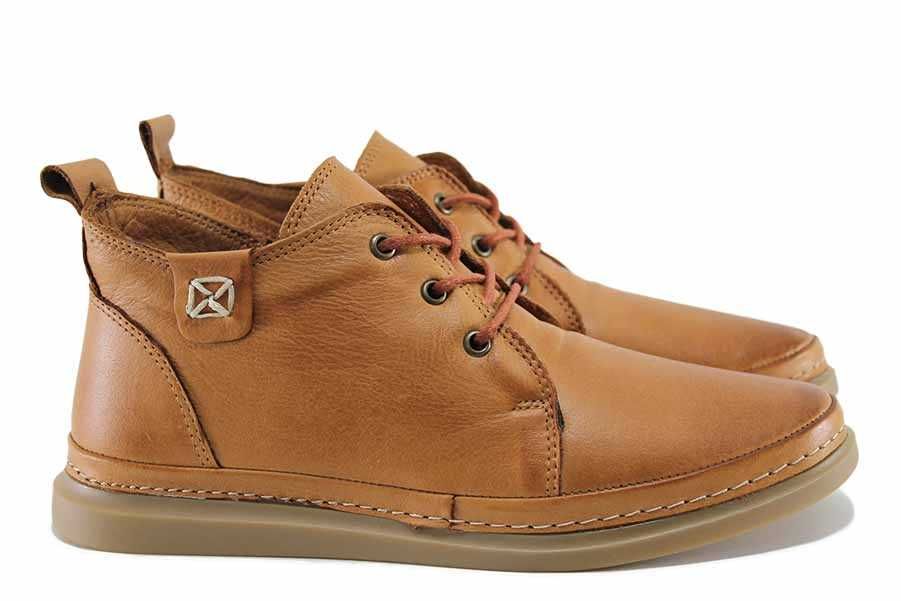 Кафяви дамски боти - естествена кожа