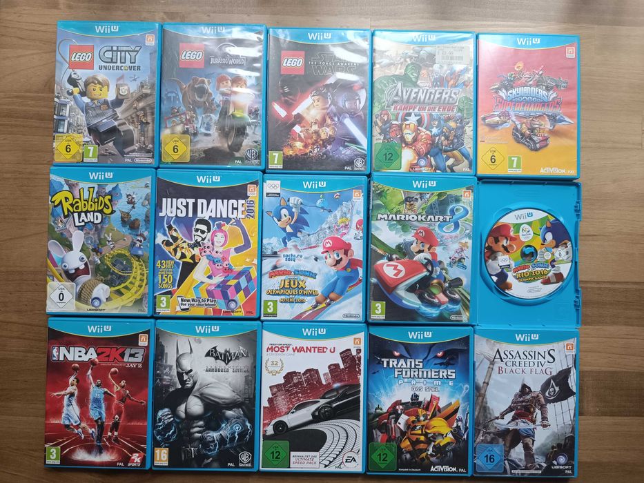 Lot jocuri WiiU Mario Sonic Lego Just Dance Marvel Batman Transformers