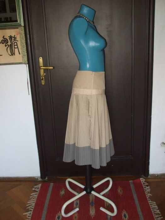 Fustă plisată din bumbac BEJ+GRI_brand spaniol GOSHA