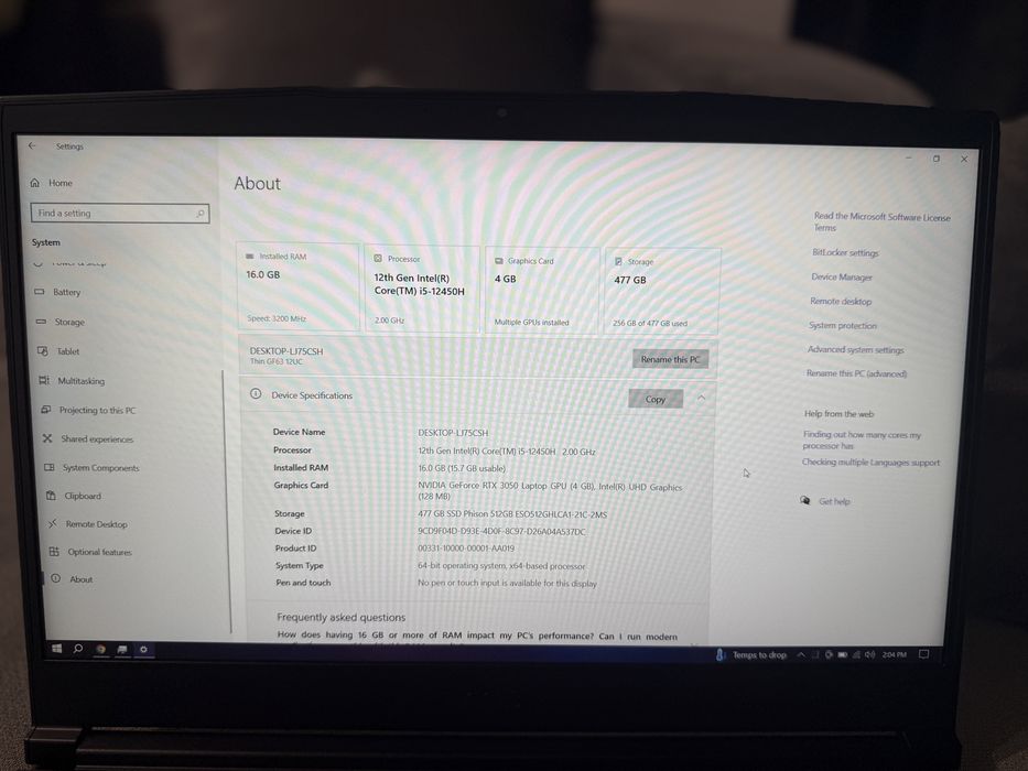 Laptop Gaming MSI GF63