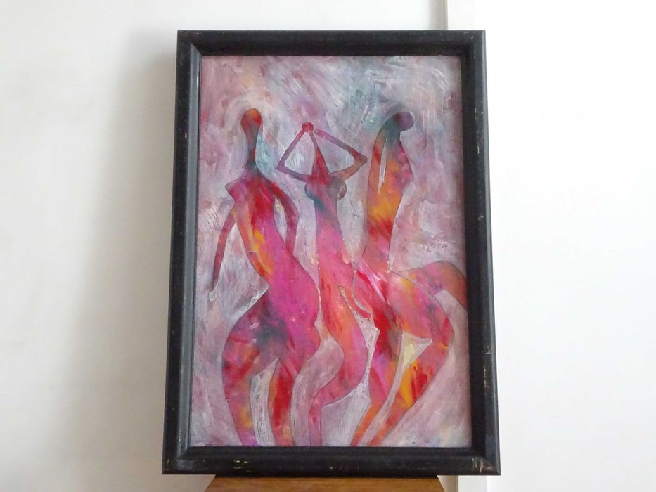 Tablou Harry Guttman ’Trei gratii’- Lucrare pe carton deosebita