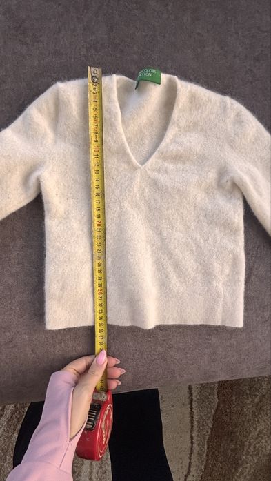 Вълнен пуловер Benetton 116 бял за момиче