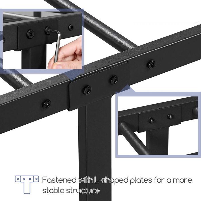 Cadru Pat Metalic Modern Single 90x200 cm |S 615152 Black(90x200cm)