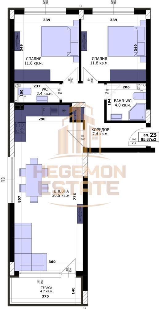 Продава се Тристаен апартамент в Варна, Кайсиева градина - 97 кв.м за 1320 €/кв.м - Снимка #1