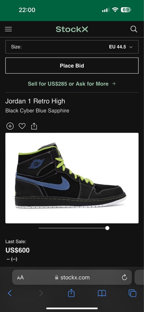 Jordan 1 High Black Cyber Blue Sapphire