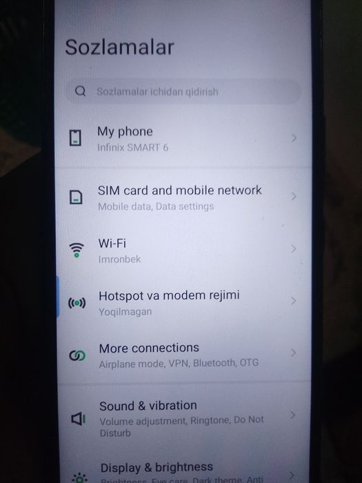 Infinix smart 6  holati yaxshi usta kurmagan  aloqa uchun telegram dan
