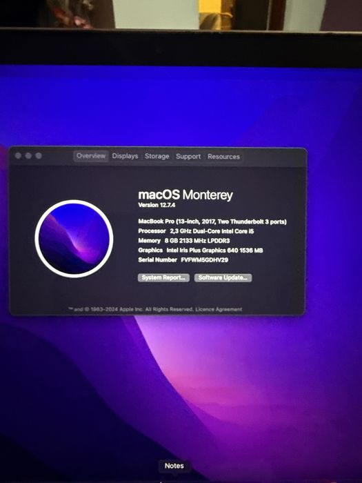 Laptop Apple Macbook Pro i5 8gb 2017