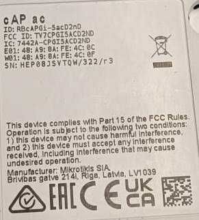 Wi-Fi точка MikroTik cAP ac RBcAPGi-5acD2nD