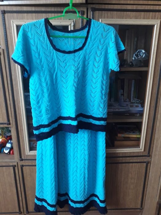 Женский летний костюм, самовязаный х/б