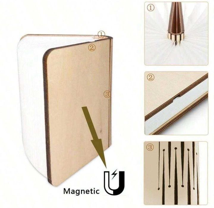 Lampa LED tip carte, accesoriu decorativ, lemn, maro, 14 cm x 11.5 cm