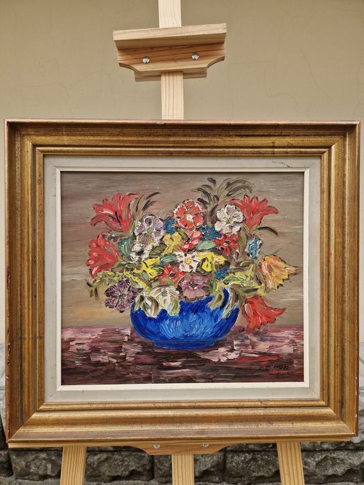 Страхотна антикварна авторска картина масло върху платно