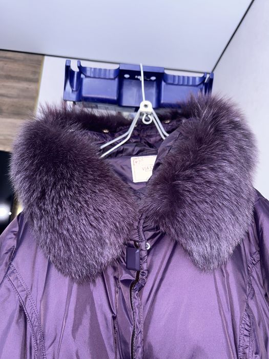 Пуховик натуральный мех лисы 56-58