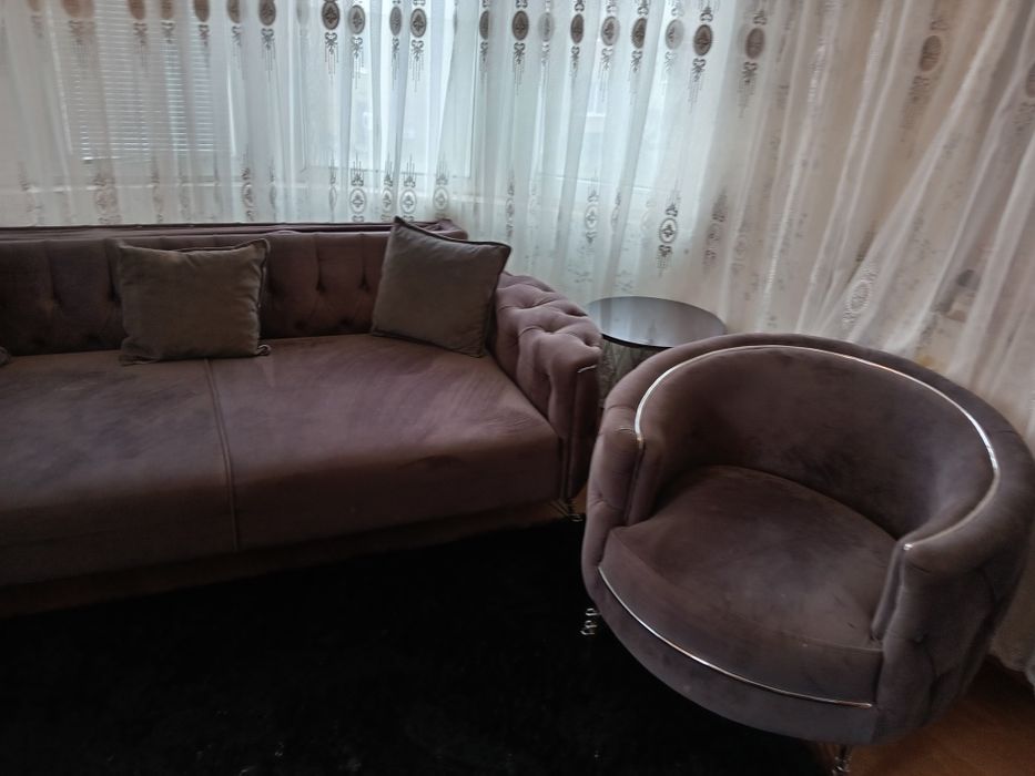 диванен комплект в тъмно сив цвят