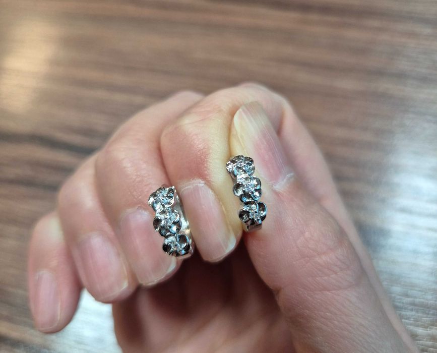 Нови сребърни обици сребърни обеци сребърни халки с камъчета