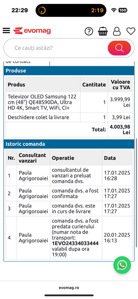 Televizor OLED Samsung 122 cm (48") QE48S90DA, Ultra HD 4K, Smart TV